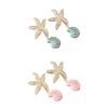 Pendientes de Estrella de Mar y Conchas de Moda Clavos Cómodos de Aleación para Piel Delicada