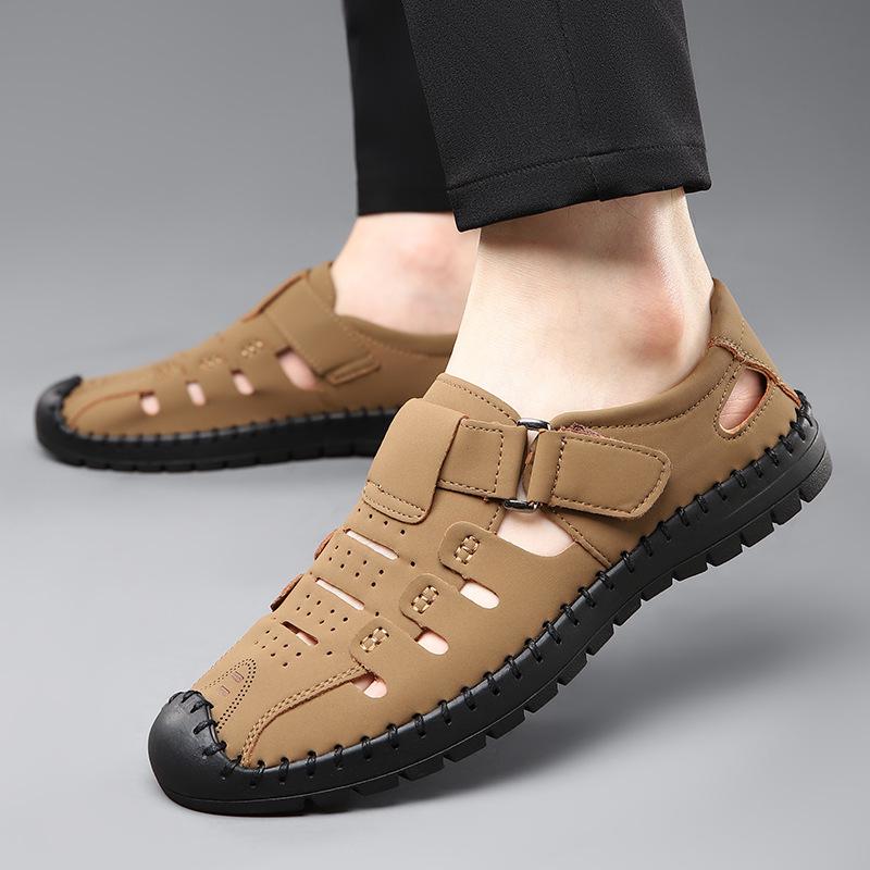 Sandals for Men High Quality Leather Sandals Summer Breathable Hollow Sandal Fashion Business Casual Sandals for Men Beach Shoes