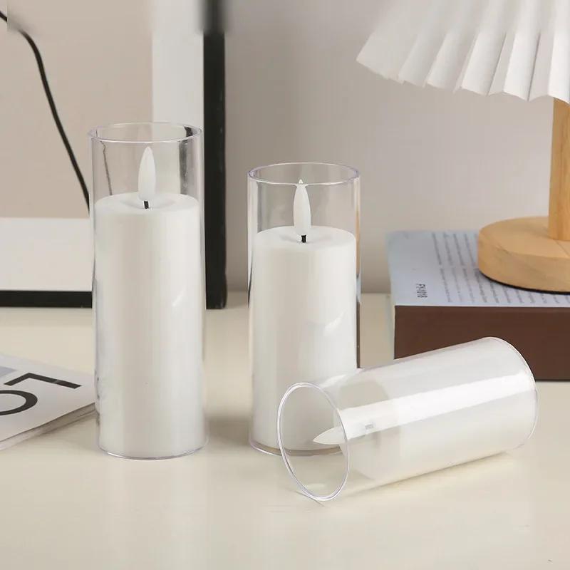 Candle Lamp LED Electronic Candle Acrylic Cup Birthday Party Confidential Room Wedding Decoration