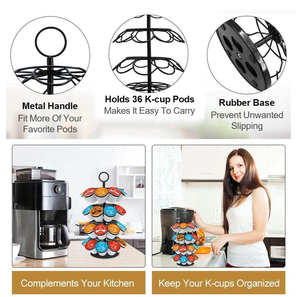 360 Degree Rotates Coffee Capsule Stand Holds 36 Pods Capsule Display Rack for Home