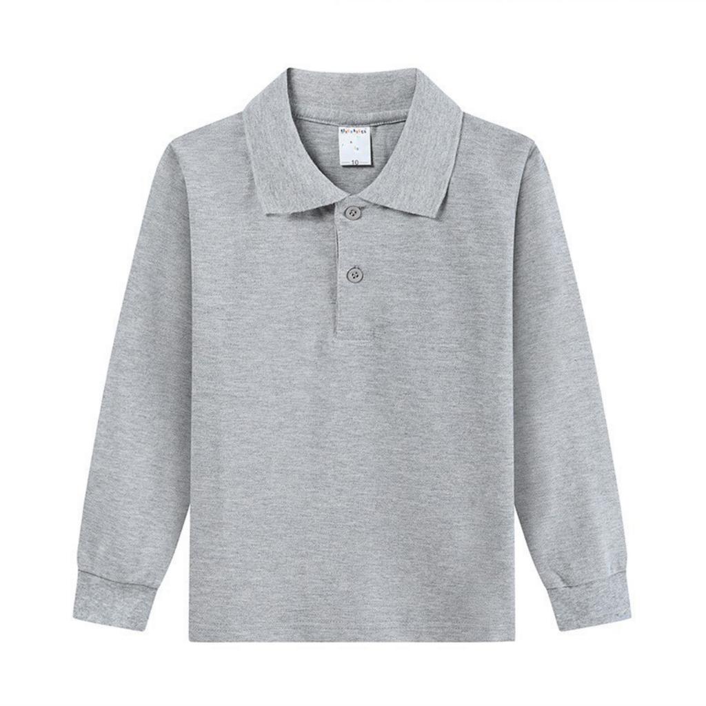 Kinder Langarm Baumwollhemd mit Kragen für Schuluniform T-Shirt