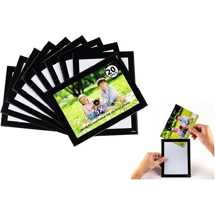 Magnetic Picture Frames with Black Border(4"X6",10 Pack),Magnet Photo Frame Pockets/Postcard Holder,Decorations for