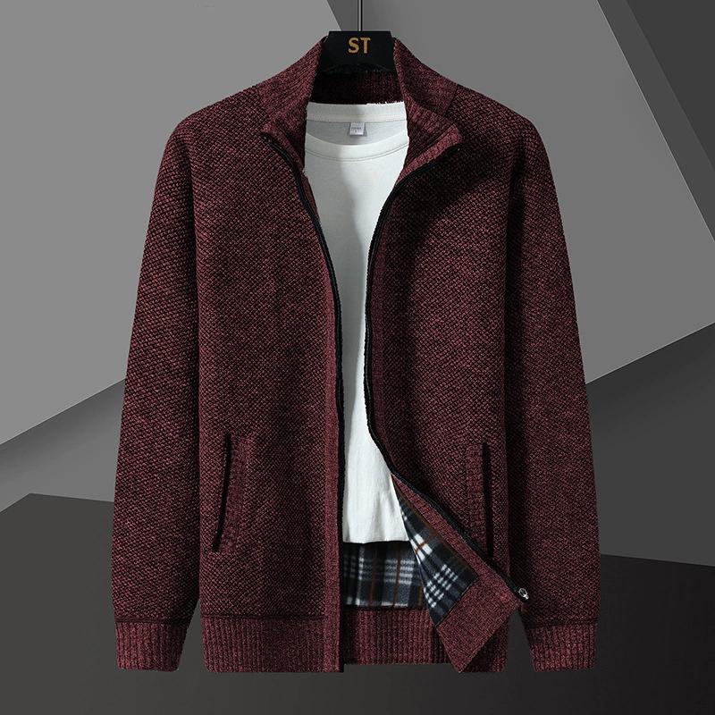 

Мужской осенне-зимний вязаный кардиган, однотонный свитер, мужская куртка на молнии, осенняя новинка, с длинным рукавом, теплая флисовая куртка-кардиган XS