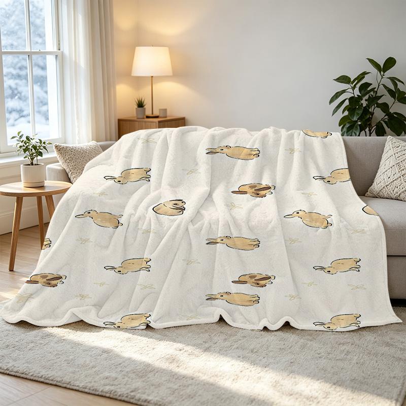 Flannel Fleece Blanket, Rabbit Series – Ultra Soft, Warm Single Blanket for Bedroom, Home Decor, Christmas & Halloween