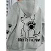 2025European and American Hot-Selling Printed Dog Dialogue Paw Hoodie Sweatshirt Fashion Trend Loose Top