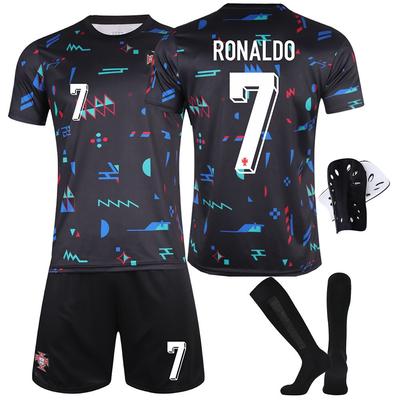 Attrezzatura Sportiva per Bambini Portogallo 2024-25 Ronaldo No. 7 Maglie ANUTETOUNI Kit Calcio Giovanile Multicolore