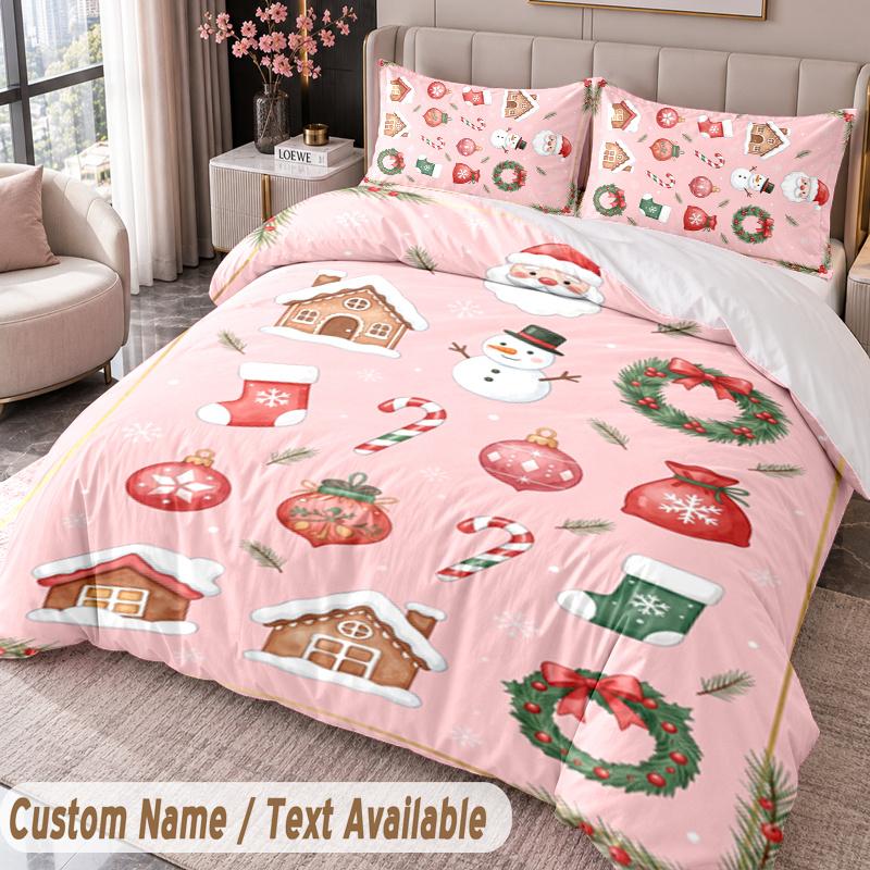 Christmas Theme 3PCS Bedding Set, Soft Home Textile, Holiday Bedroom Decor Gift