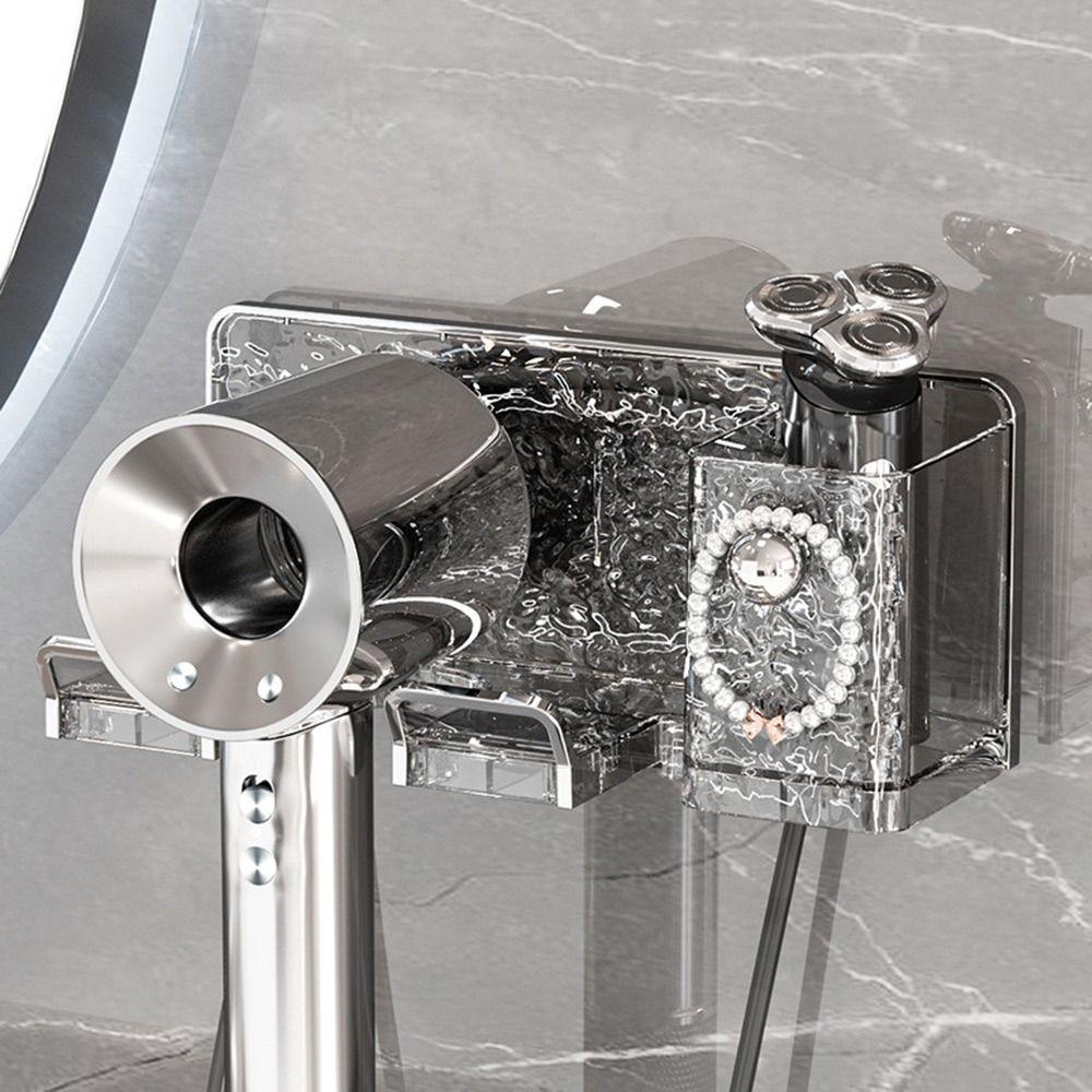 Punch Free Hair Dryer Rack Wall-mounted Hair Tool Storage Rack Portable Bathroom Accessories