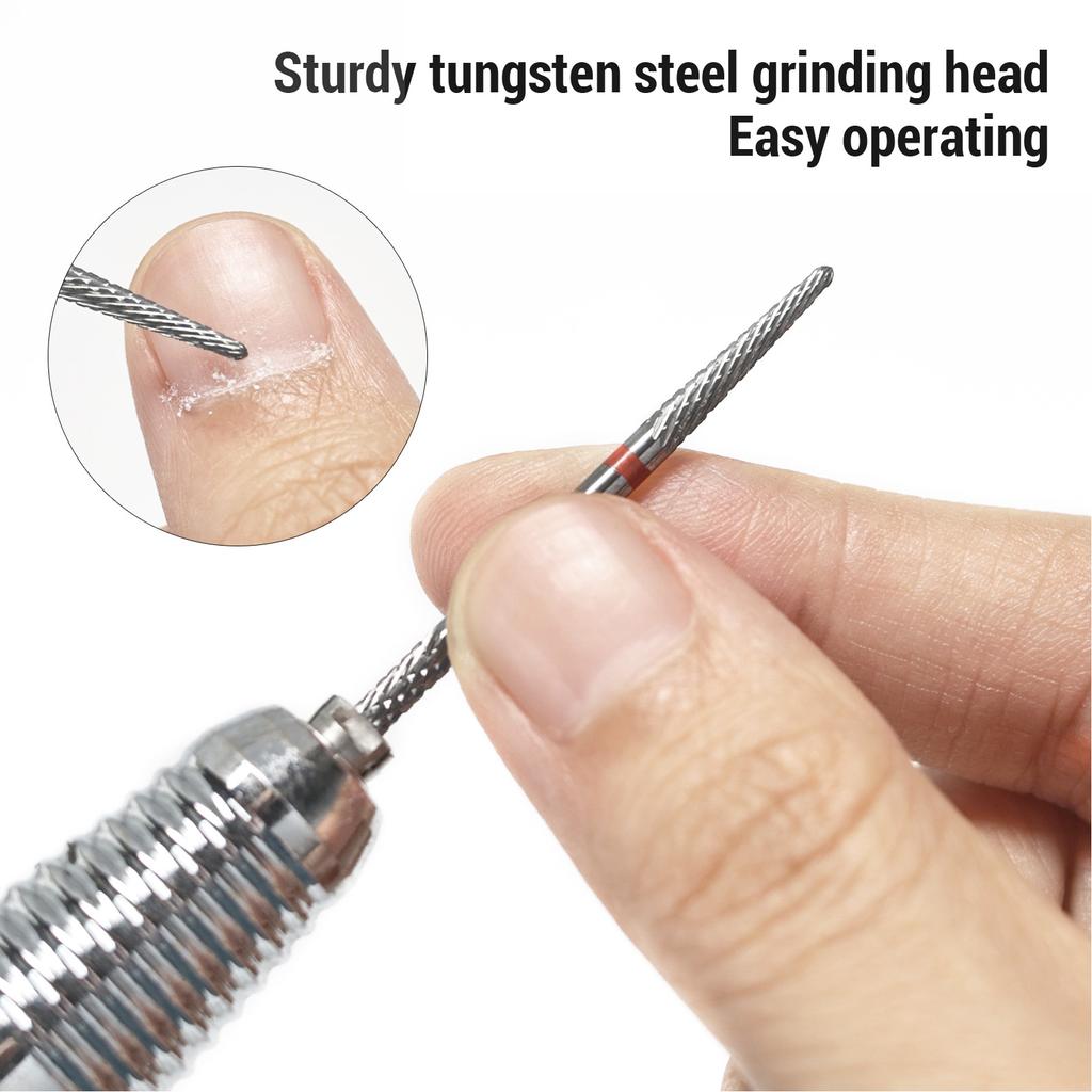 3pcs Nail Tungsten Steel Drill Bits Set Manicure Grinding Heads 2 In 1 Dual Head Nail Drill Bits for Home Nail Salon