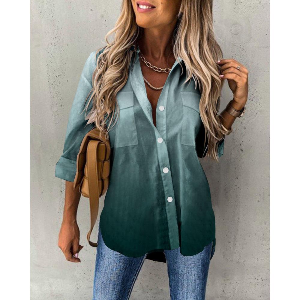 Dámská jarní móda ležérní pouliční košile na knoflíky elegantní a pohodlný top s dlouhým rukávem volná halenka oblečení pro office lady