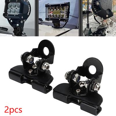 New 2Pcs Stainless Steel Universal Car Auto Hood LED Work Light Mount Bracket Holders Clamp Engine Cover Light Mounting Clamp