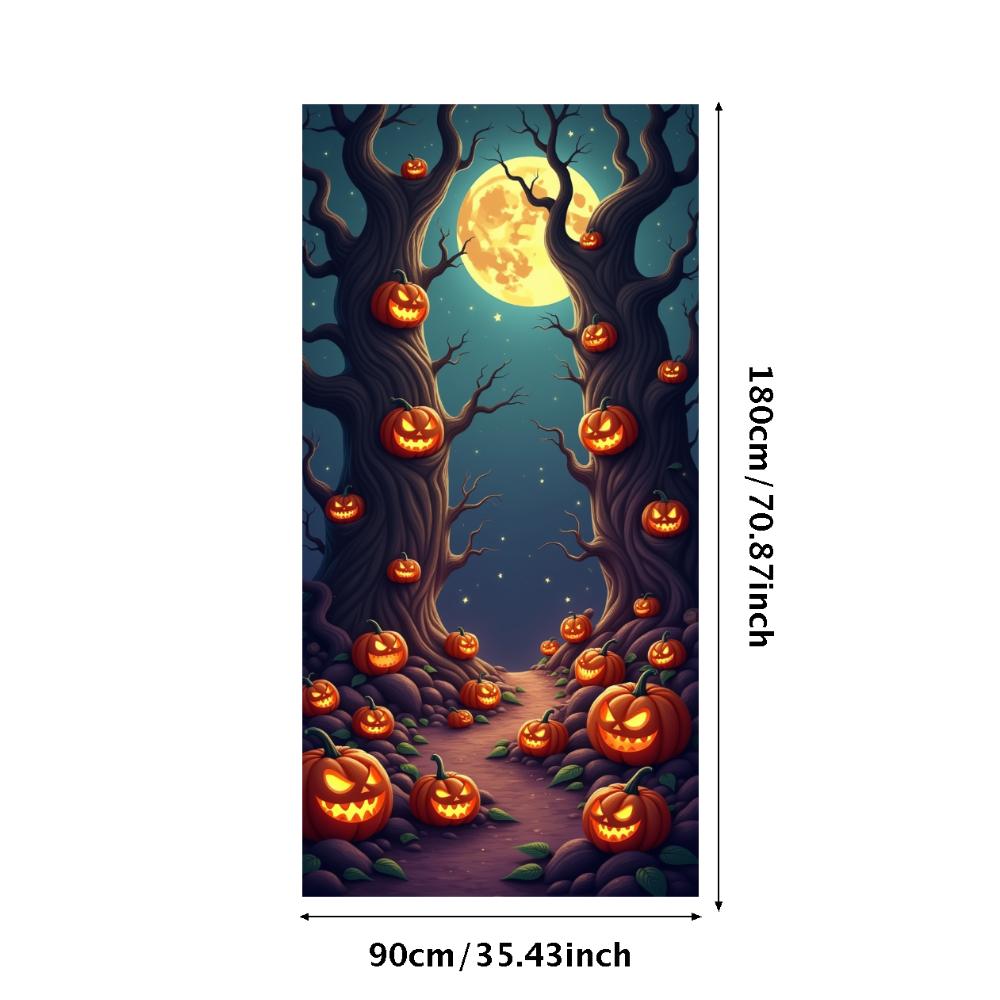 Jack O Lantern Banner Starry Sky Forest Theme Banner Pumpkin Banner Halloween Theme Spooky Decoration For Autumn Celebration