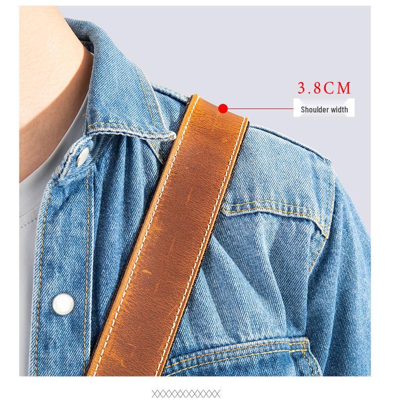 NIUCUNZH Men's Adjustable Retro Crossbody Bag with Crazy Horse Leather Shoulder Strap