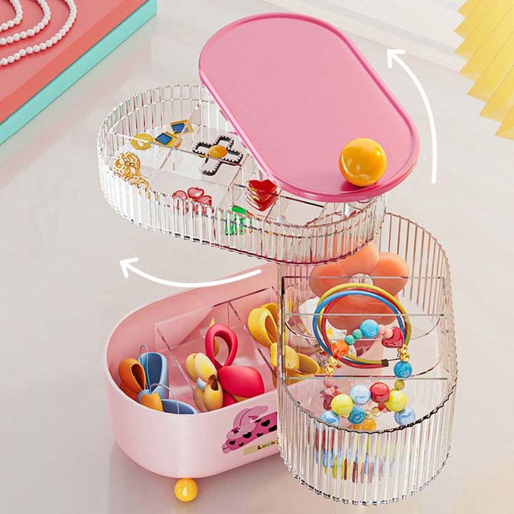 Dustproof Eye Shadow Storage Box Plastic Earrings Ring Box Rotatable Makeup Brush Holder  Vanity