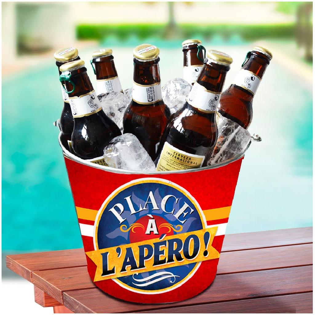 Les Trésors De Lily [A1546] - Flascheneimer „Place de l'Apéro“! 'schwarz - 23x27 cm (6 Bier / 2 Flaschen Wein)