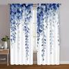 2pcs   Curtains&Window Treatment  Print Blue Leaf Pattern Versatile Fabric (without Rod) Versatile All Use for Living Room