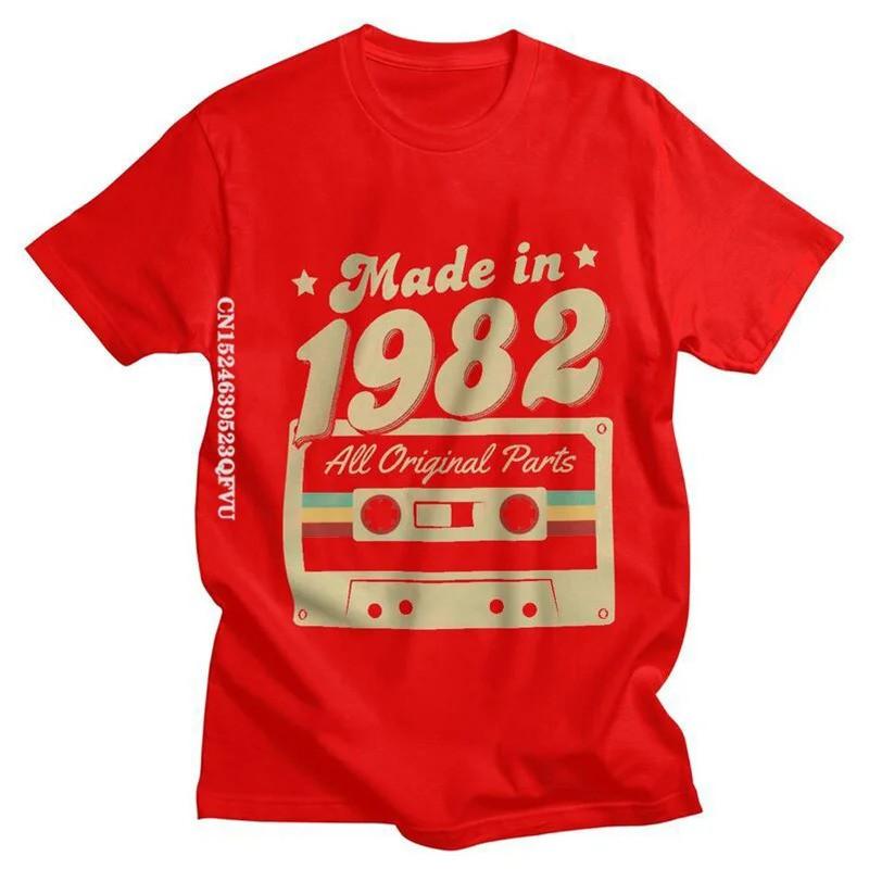 Mens Graphic Print Cotton T-Shirt 1982 Born Streetwear Tee Casual Short Sleeve