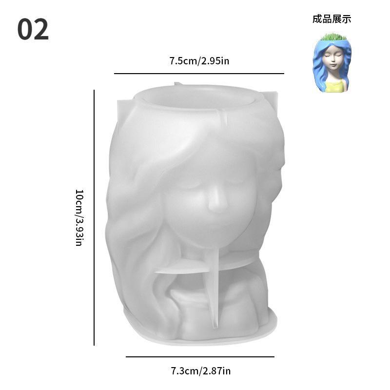 Cute Girl Flower Pot Silicone Mold Concrete Resin Plaster Candle Crystal Epoxy Mold DIY Handmade Crafts Decoration Vase Tool