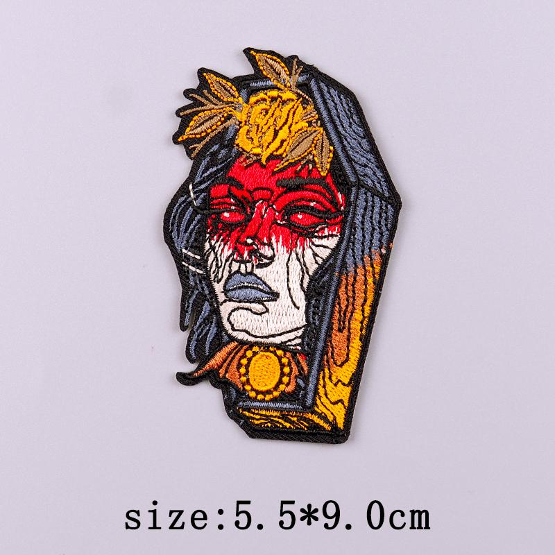 Punk Skull Embroidery Patch Iron On Patches For Clothing Hip Hop Embroidered Patches On Clothes Fusible Patch For Clothes Badges