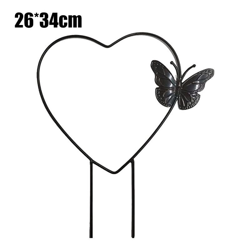 1Pc Garden Plant Support Stake Stand Round Vine Climbing Rack Ironheart-Shaped Flower Plant Trellis Support Frame Garden Tools