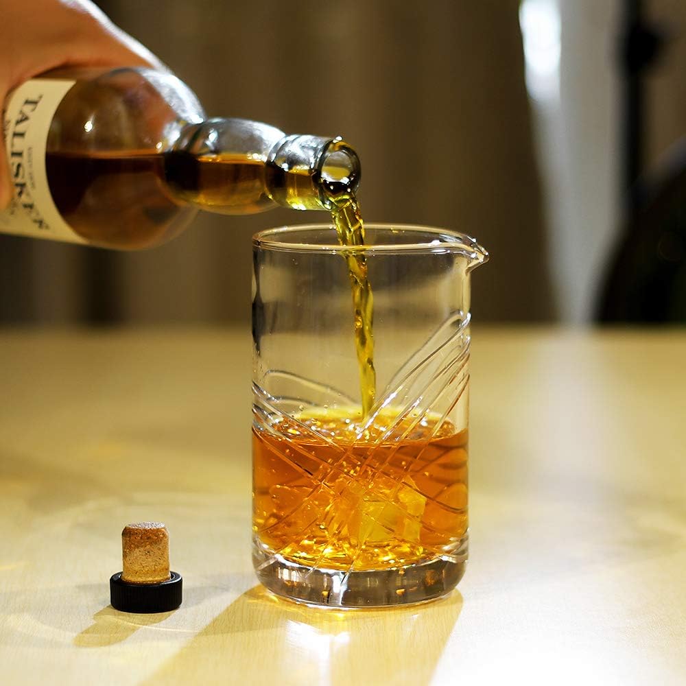 Cocktail Mixing Glass,Crystal Seamless Mixing Pitcher with Thick Bottom,Premium Stir Glass for Home and Bar,20oz