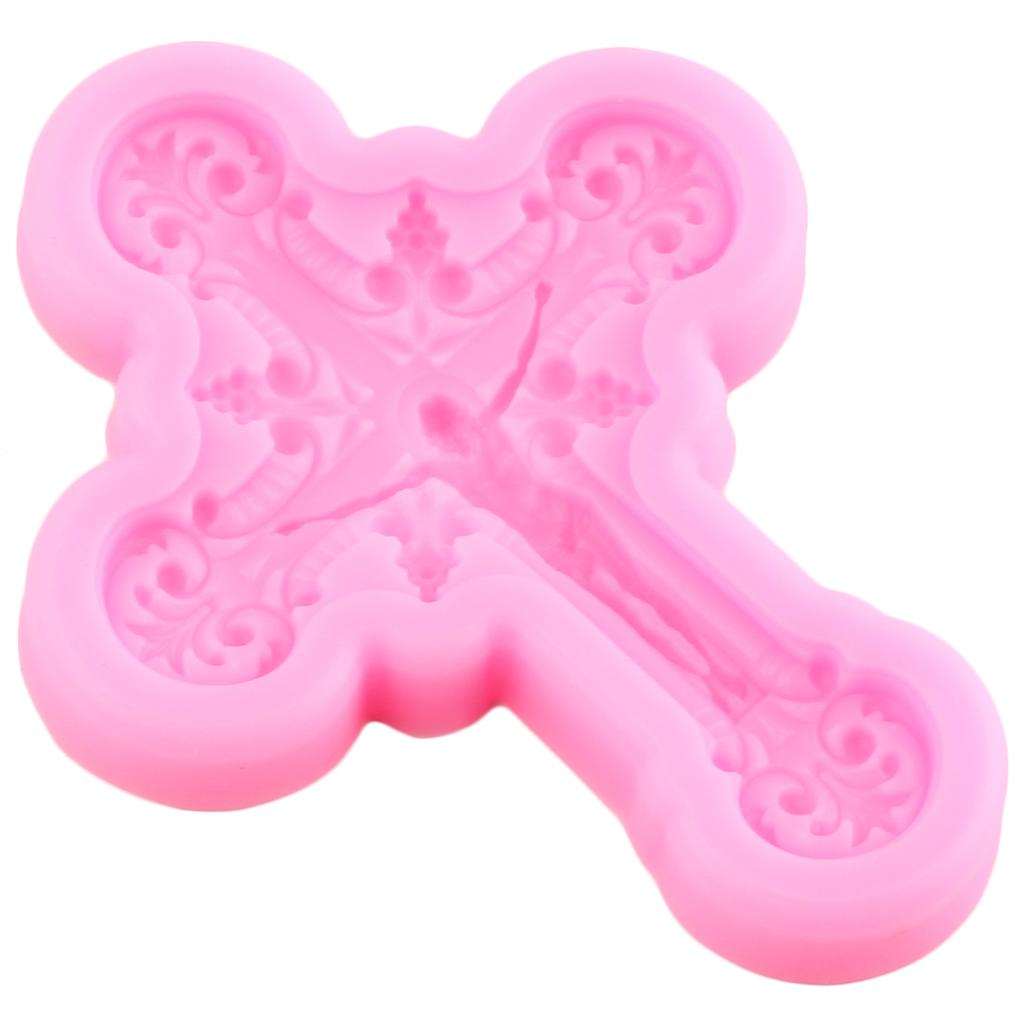 Silikonové formy na kříž, reliéfní formy na fondán, nástroje na zdobení dortů, cukrovinky, pryskyřice, hlíny, čokoládové gumpaste formy