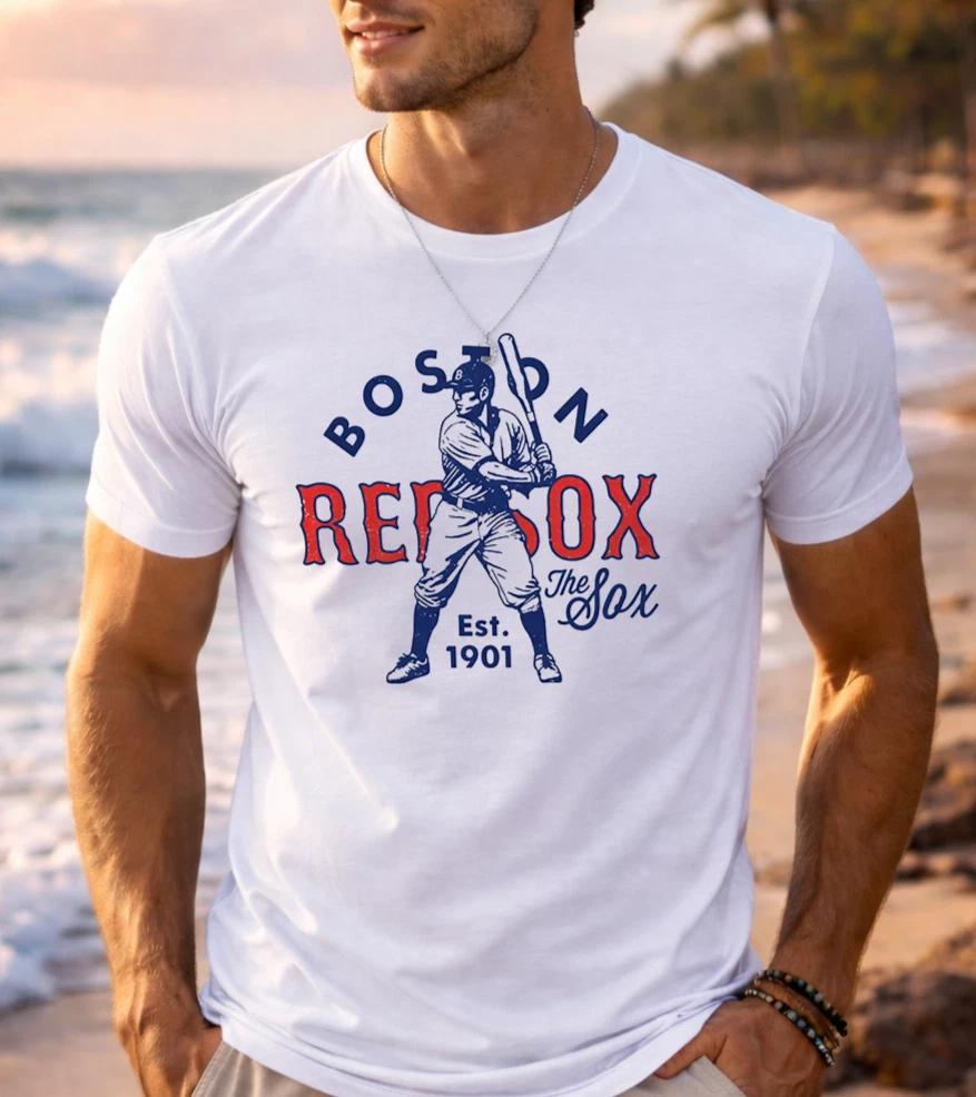 Vintage Boston Red Sox Style T-Shirt Custom Print Baseball Graphic Tee Unisex XS