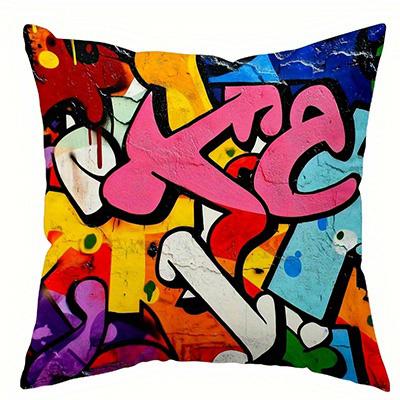 Home Decor Colorful Graffiti-Printed Pillowcases for Decor Pattern Cushion Cover Suitable for Sofa Bedroom Car Pillow Cover