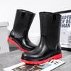 Herren Regenstiefel Langer Schaft Wasserschuhe Rutschfest Wasserdicht Sicherheitsarbeitsschuhe Plateau Kniehoch Regenstiefel Galoschen Anglerschuhe