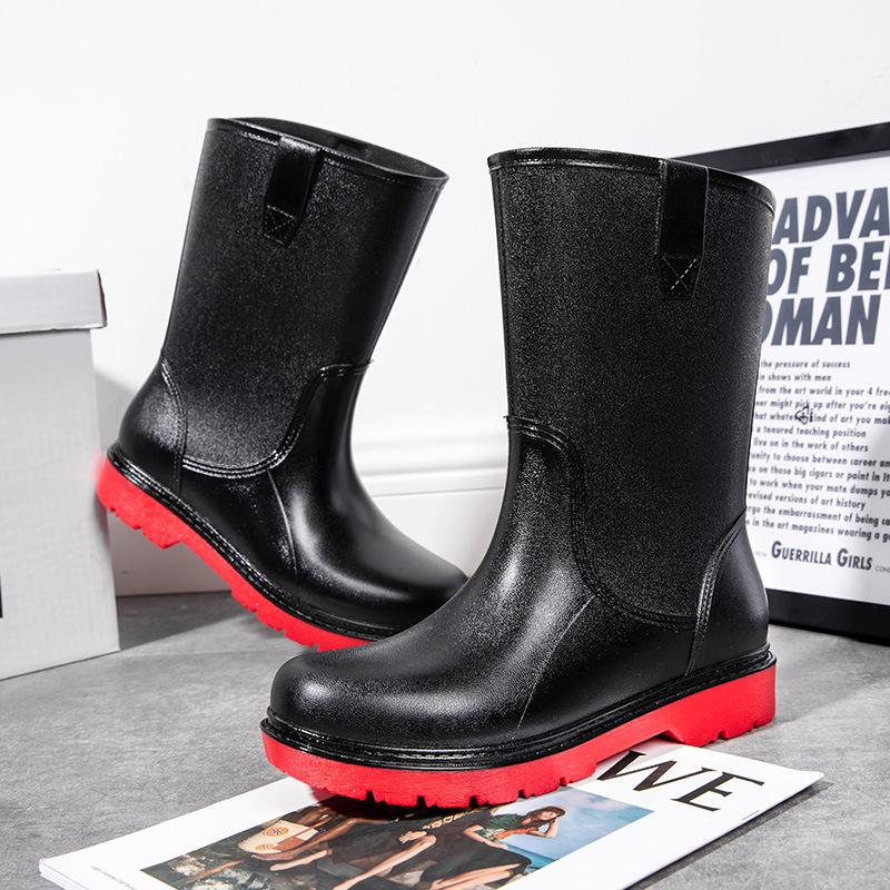 Herren Regenstiefel Langer Schaft Wasserschuhe Rutschfest Wasserdicht Sicherheitsarbeitsschuhe Plateau Kniehoch Regenstiefel Galoschen Anglerschuhe