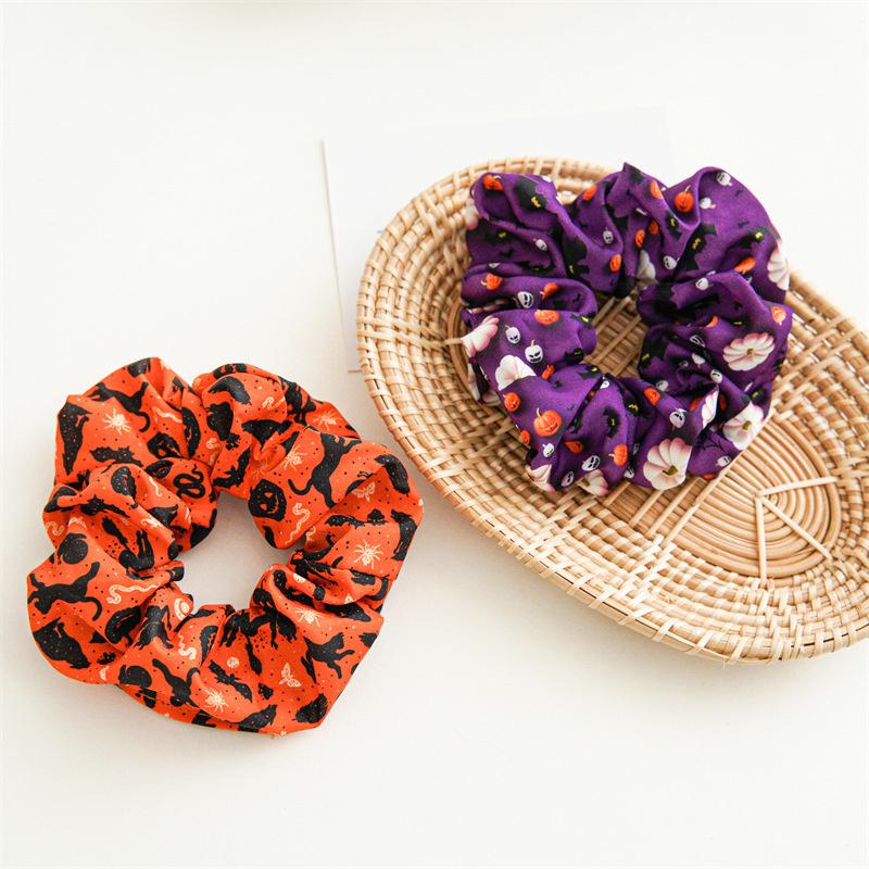 Țesătură de Halloween Bandă lată încrucișată Moda desene animate Elastic Bucla de păr Scrunchie Bentita de păr Femeie Imprimare Accesorii pentru păr Articole pentru cap