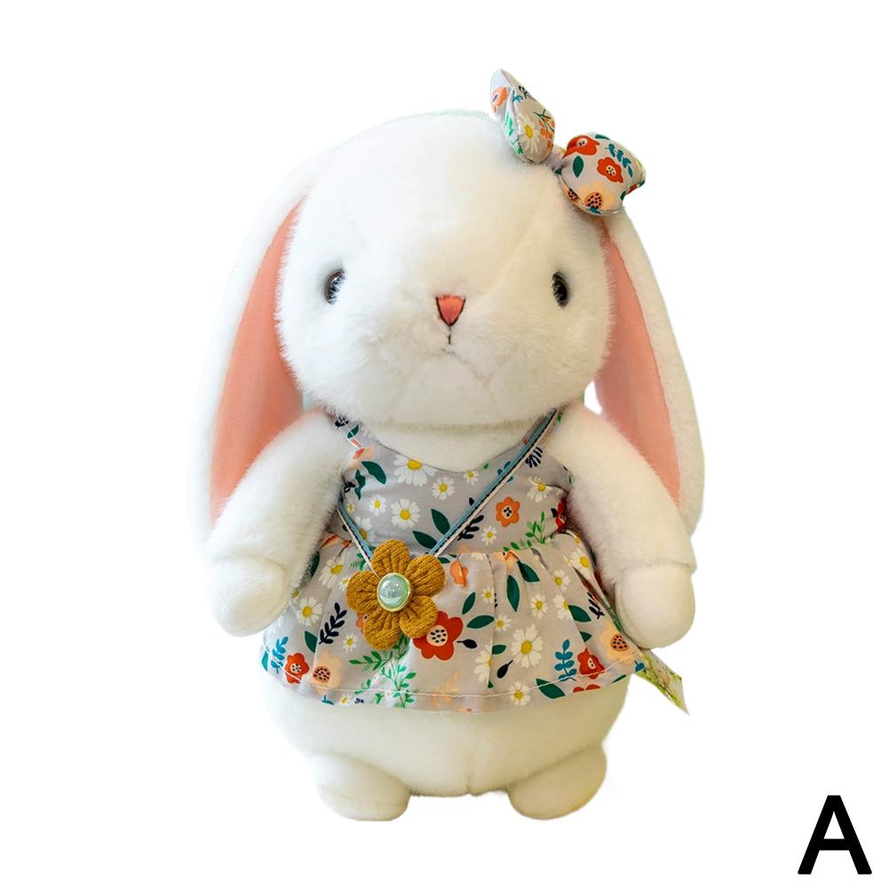 23cm Cute Flower Skirt Rabbit Plush Toy Pp Cotton Baby Soothing White Rabbit Doll Kawaii Pillow Girl Birthday Gift Home Decora