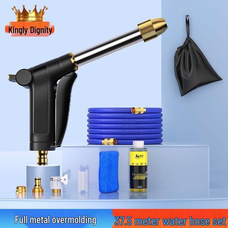 High-Pressure Retractable Spray Gun for Household Water Hose - Ideal for Car Wash and Garden Use
