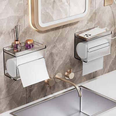 Waterproof Toilet Tissue Box Acrylic Wall Mounted Roll Paper Box New Push Paper Roll Holder