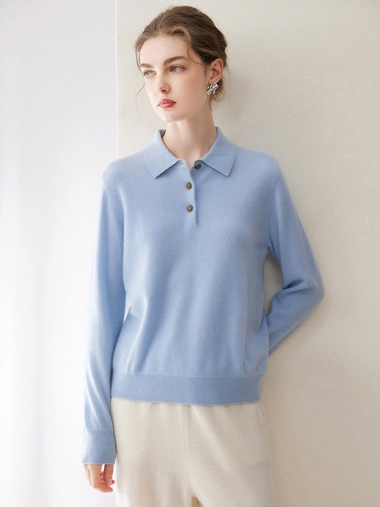 Kang Sai Ni Pure Cashmere Women's Polo Neck Pullover - 2026 Autumn/Winter Commuter Base Layer