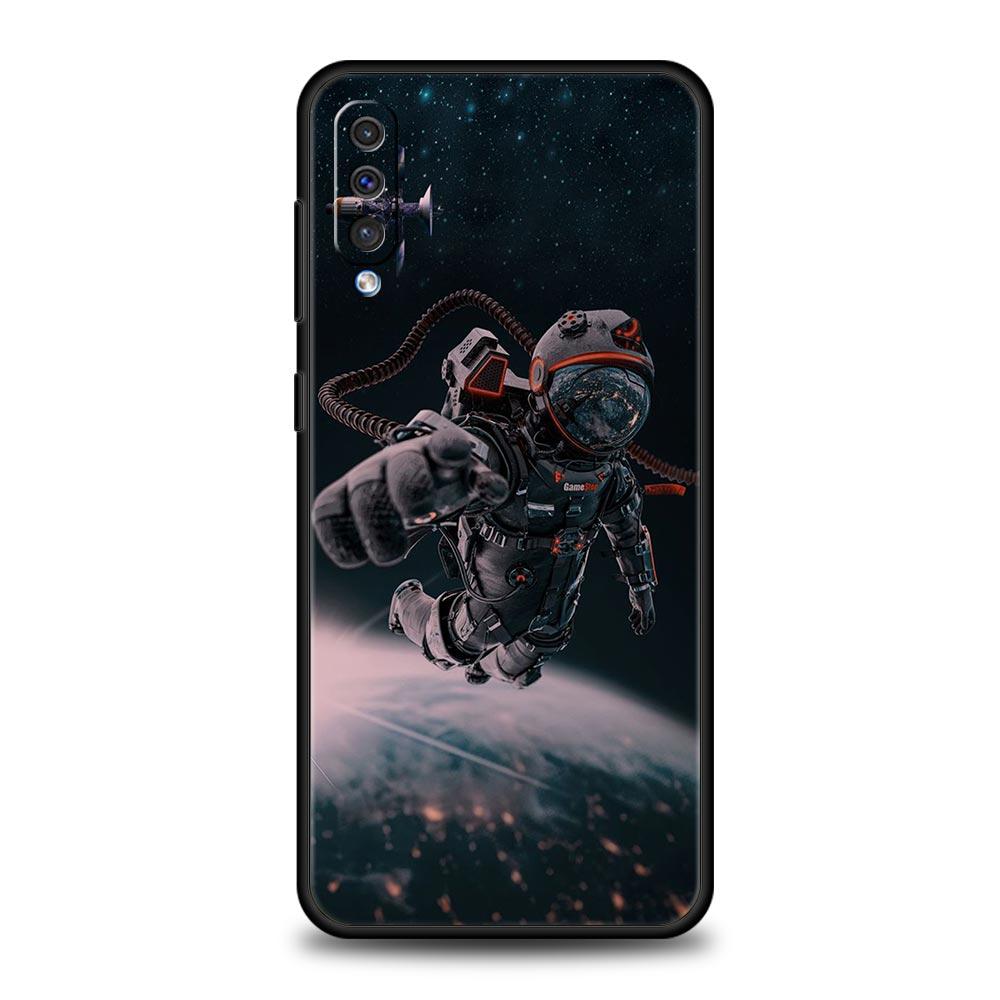 Cute Astronaut Moon Phone Case For Samsung Galaxy A12 A32 A50 A70 A20E A20S A10 A10S A22 A30 A40 A42 A52 5G A02S A04s Soft Cover