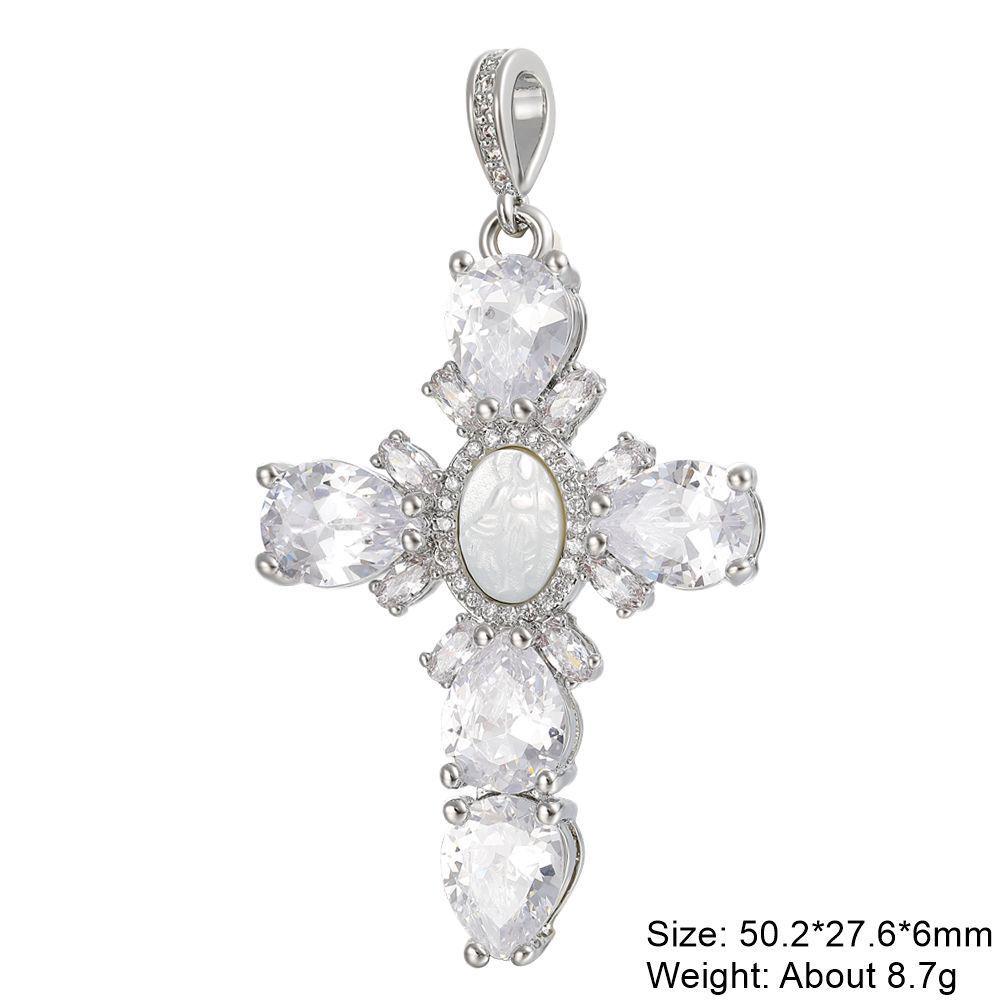 Personalized European & American Cross-Border Copper Zircon Cross Necklace & Earrings Set