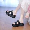 Muffin thick-soled cool slippers women's summer wear 2025 new heightened high-heeled sandals women's casual seaside beach shoes