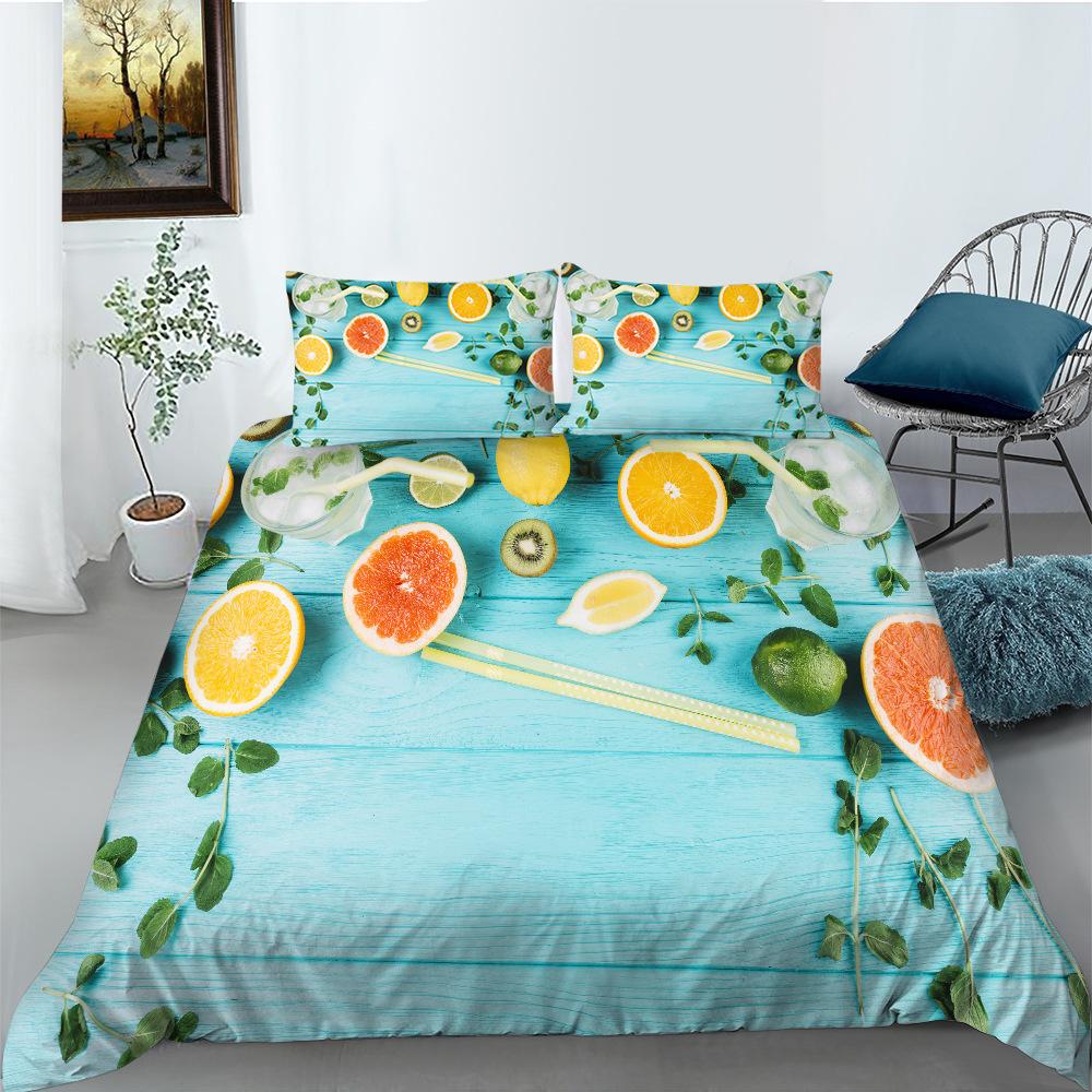 Flower Wood Board Series Polyester Quilt Cover Pillowcase Two Or Three-Piece Set 3D Digital Printing