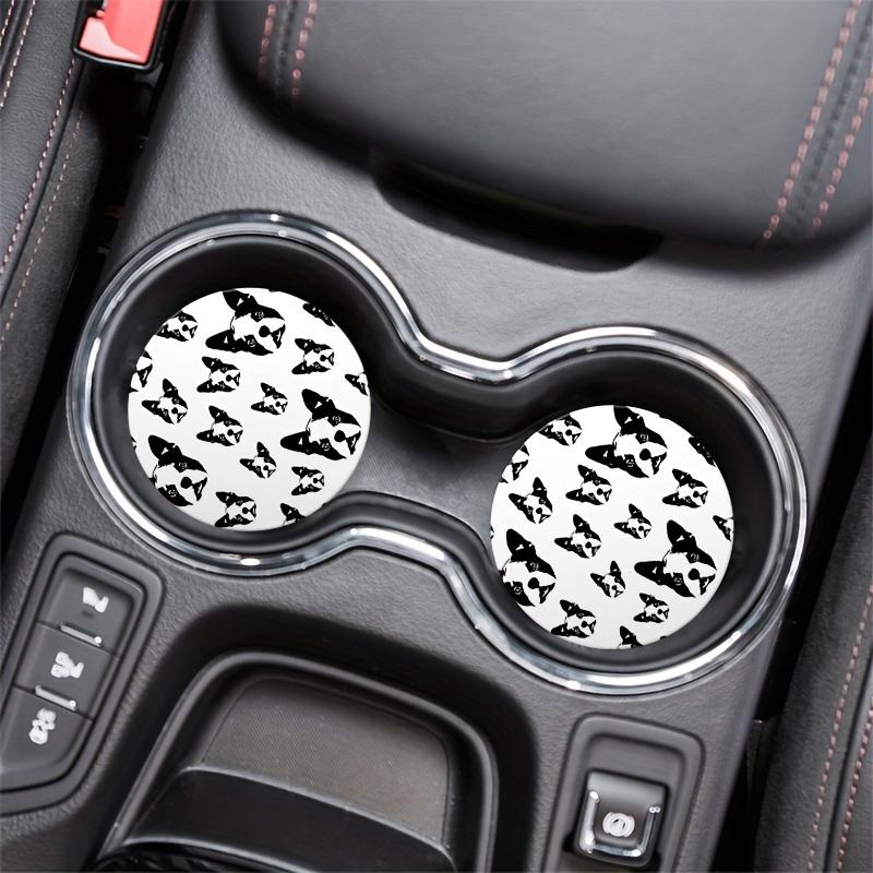 2pcs Boston Terrier Dog  Cup Holder Coasters,  Interior Waterproof Coaster To Keep Your  Cup Holders Clean And  for Easy To Move