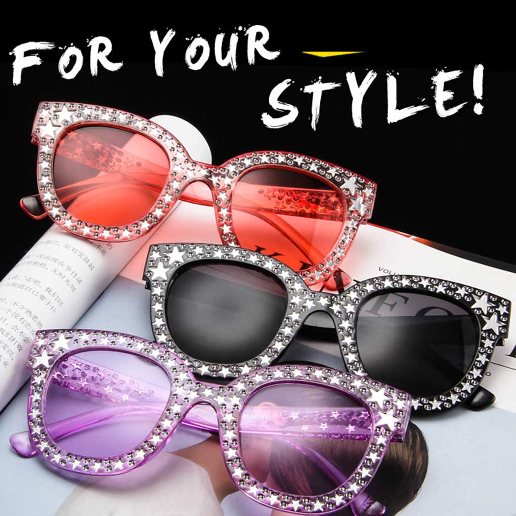 Women Girls Summer Transparent Lens Star Personality Punk Eyeglasses Retro Eyewear