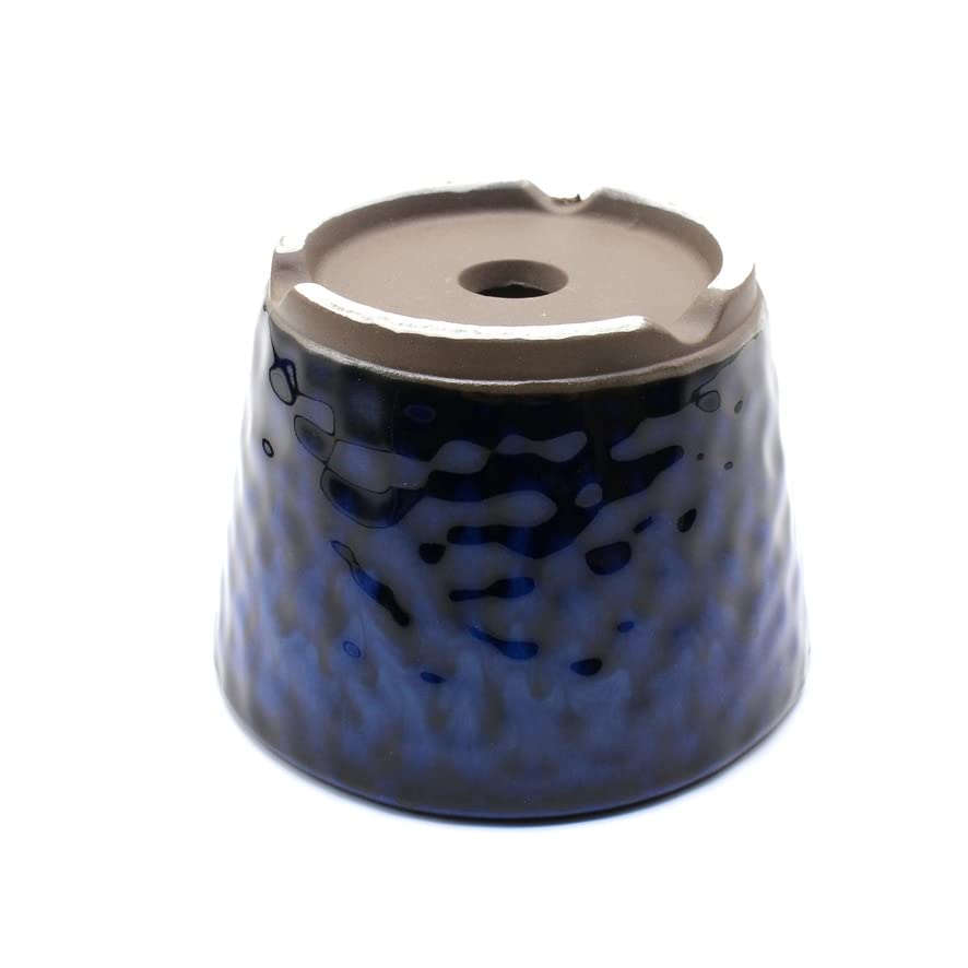 Umekichi Bonsai 3 Round Bonsai Sea Cucumber Approximately Fits Tuberous Small Supplies, No. Pot, Cut-off, Small, Blue, Glaze, 9.5cm, Ceramic,