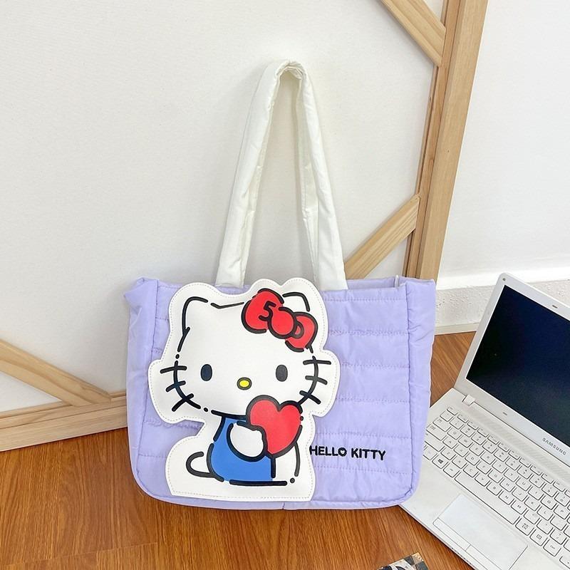 Cute Down Cloth Handbag Women's New Daily Commuting Large-capacity Tote Bag Cotton-filled Cartoon Shoulder Bag