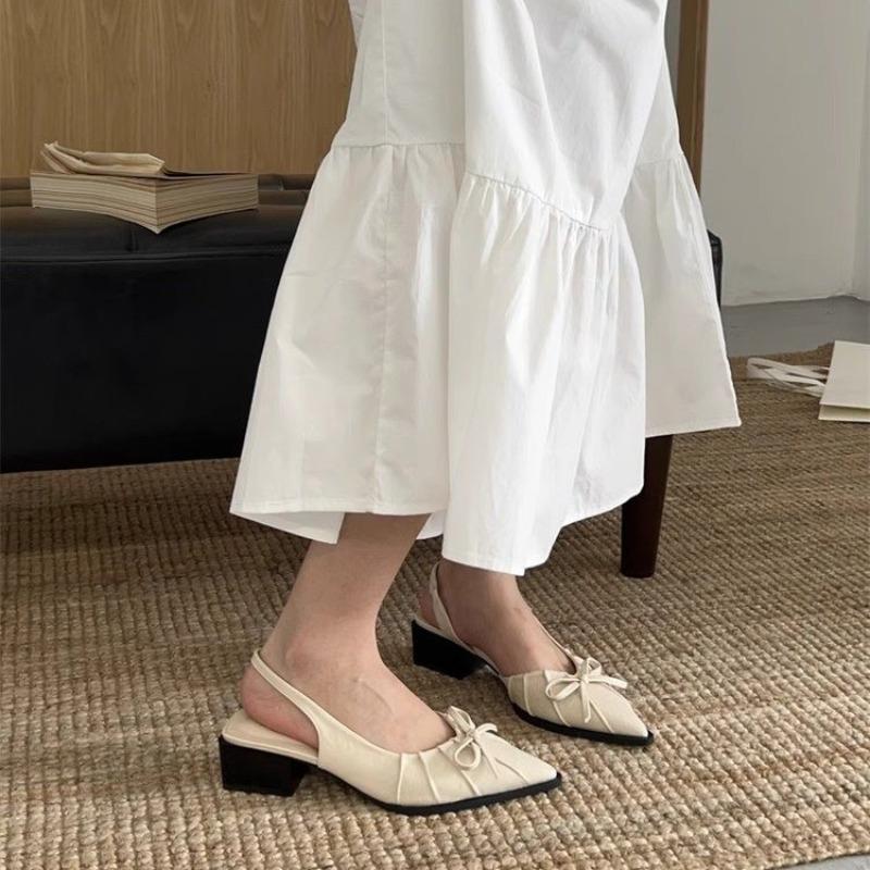 2025 New Fashion High Heel Shoes Women  Pointed Toe Shoes Dresses Sandals Summer Women Elegant Sex Appeal Bow Sandal