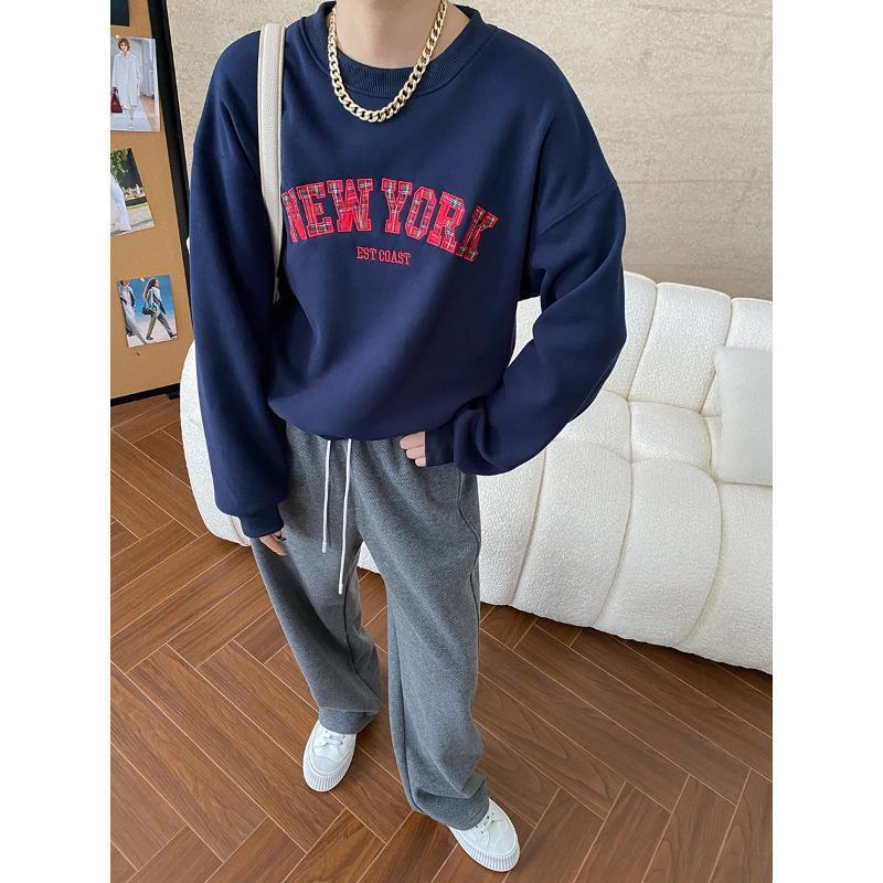

Sinan Blogger Retro Embroidered Letter Oversized Velvet Sweater SN6755 One Size