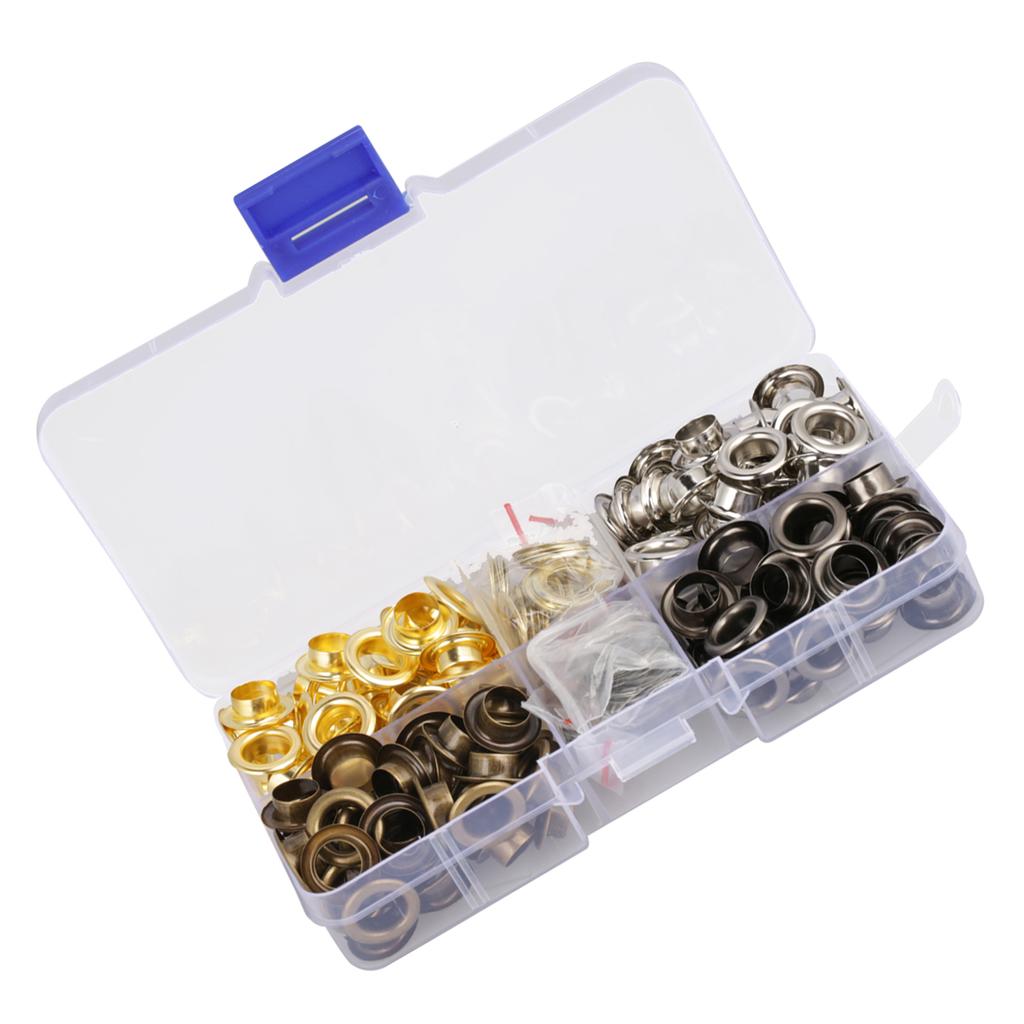 140sets Box 8mm Brass Eyelet Grommet Set Craft Clothes Accessories