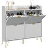 Narrow Shoe Storage Cabinet, Slim Shoe Cupboard with 4 Flip Drawers, Adjustable Shelf, Shoe Rack for 16 Pairs of Shoes