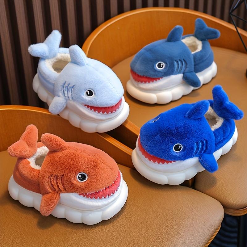 Soft Breathable Youngsters' Shark Slides Cute Cartoon Shark Slippers with Fabric Upper  EVA Sole