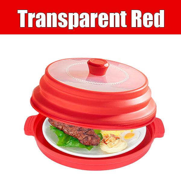 Collapsible Microwave Ovent Splatter Cover for Food with Tray Vented Silicone Splatter Guard Lid Plate Holder Kitchen Colander