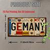 Printing, , Vintage Metal License Plate, Outdoor Wall Art , GERMANY Badge Style Aluminum Sign with License Typography and Sym